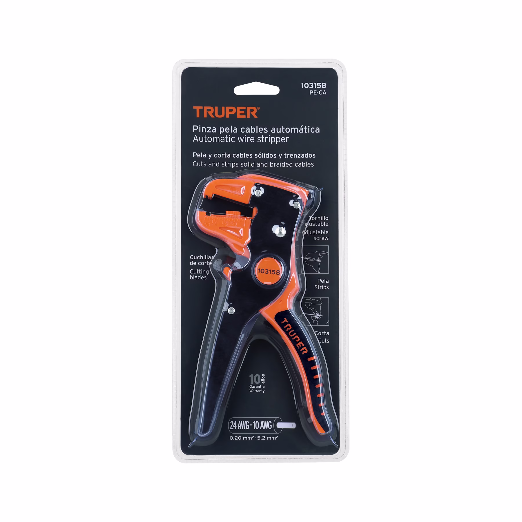 Pinza 7" pela cables automática, 24 a 10 AWG, TRUPER - Image 2